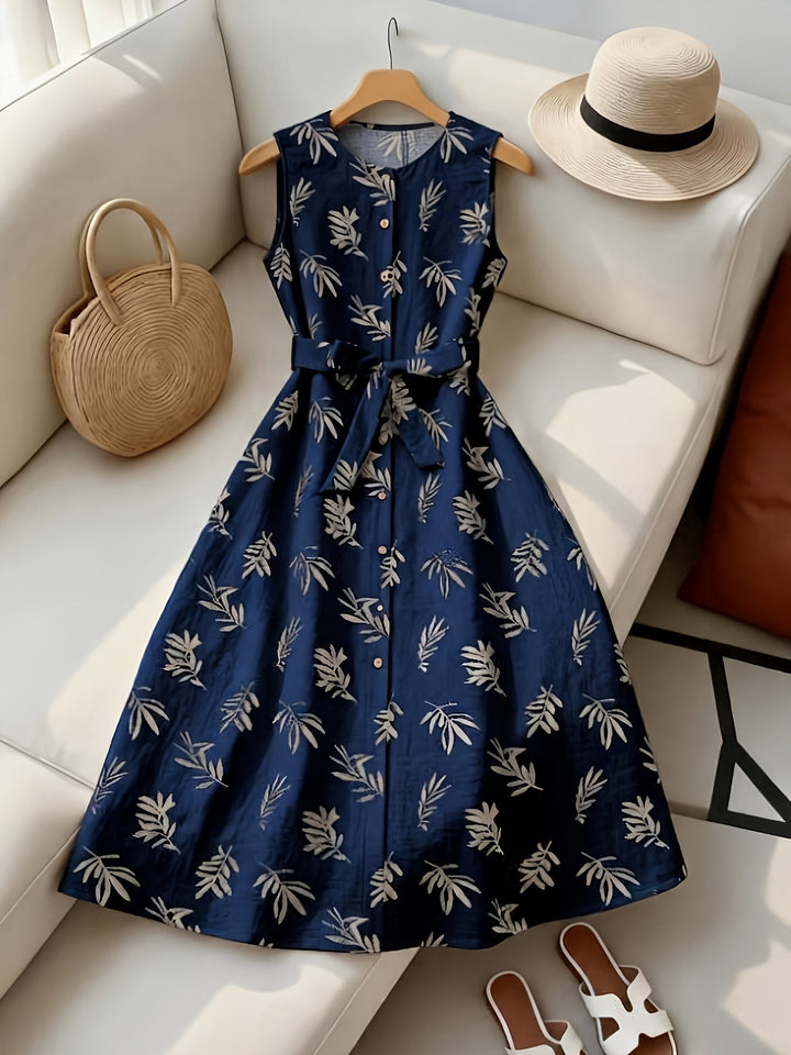 Constance Belted Sleeveless Midi Dress, view 2 - Elena Harper