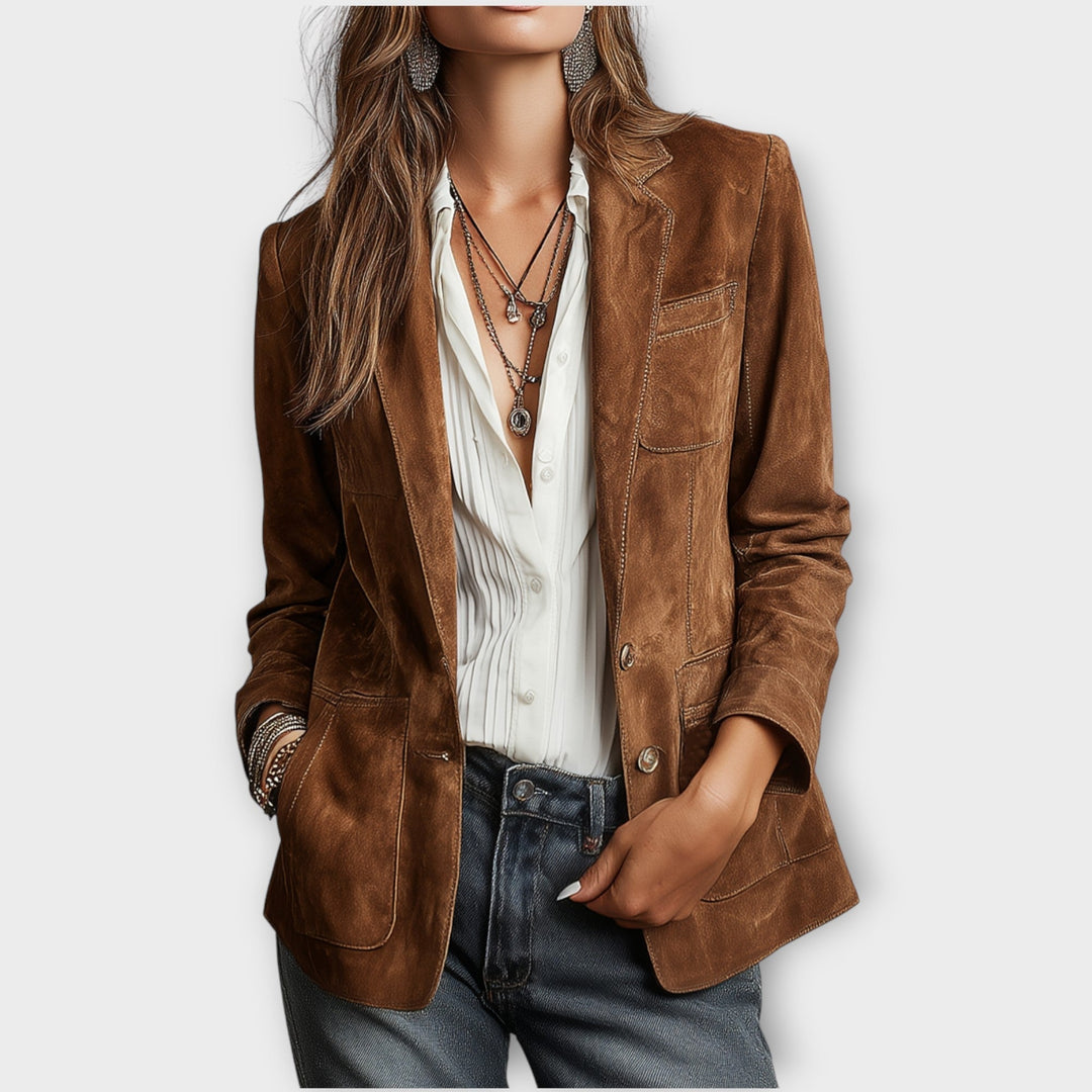 SUEDE BLAZER WITH BUTTONS FOR WOMEN