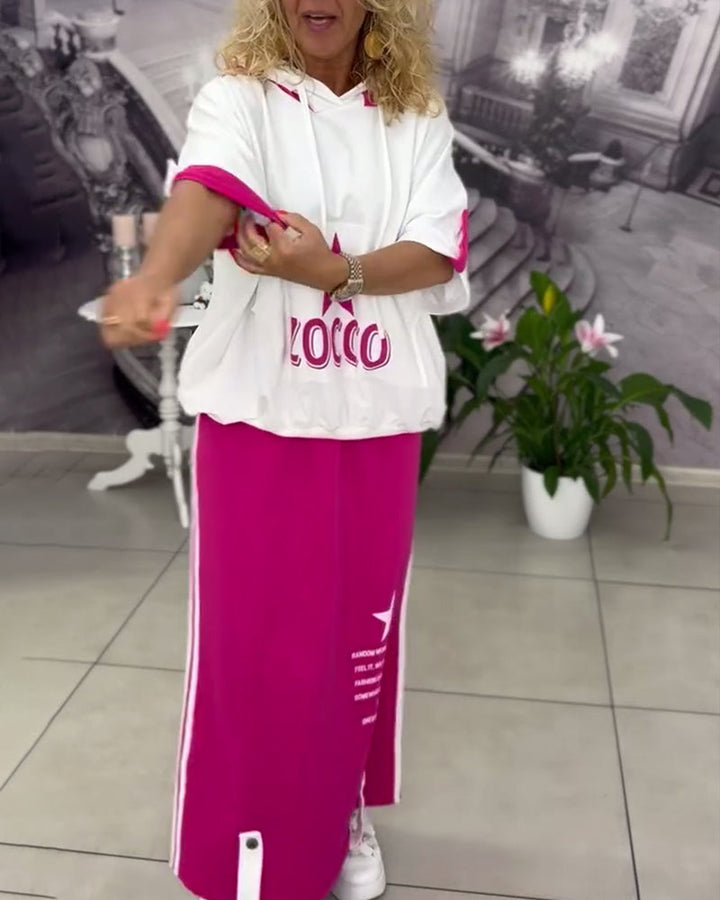 Hasela Hoodie Set with Drawstring Printed Skirt, view 5 - Elena Harper