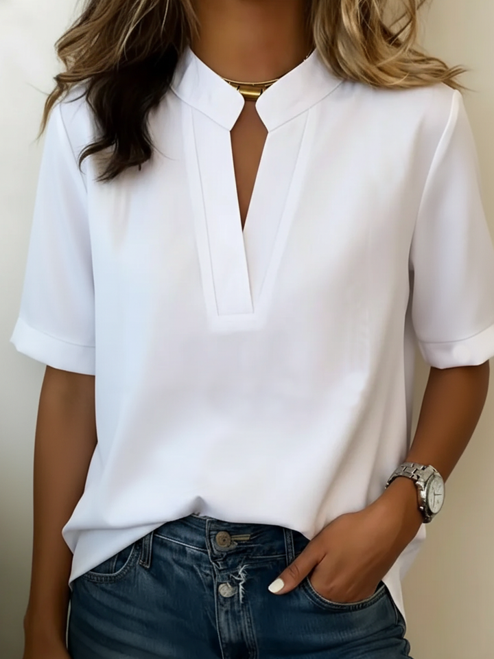 Women's Elegant V-Neck Short Sleeve Blouse