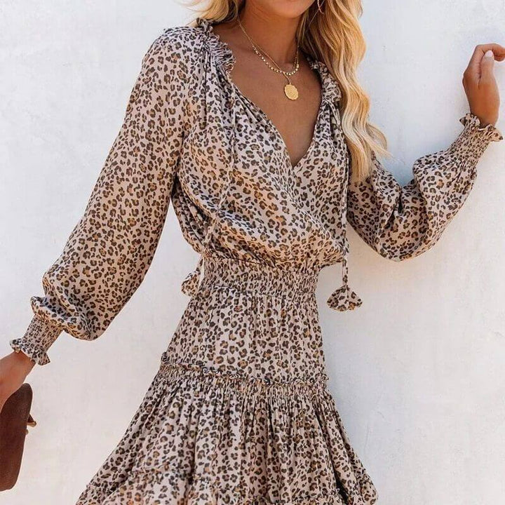Leopard Print Midi Dress, view 3 - Elena Harper