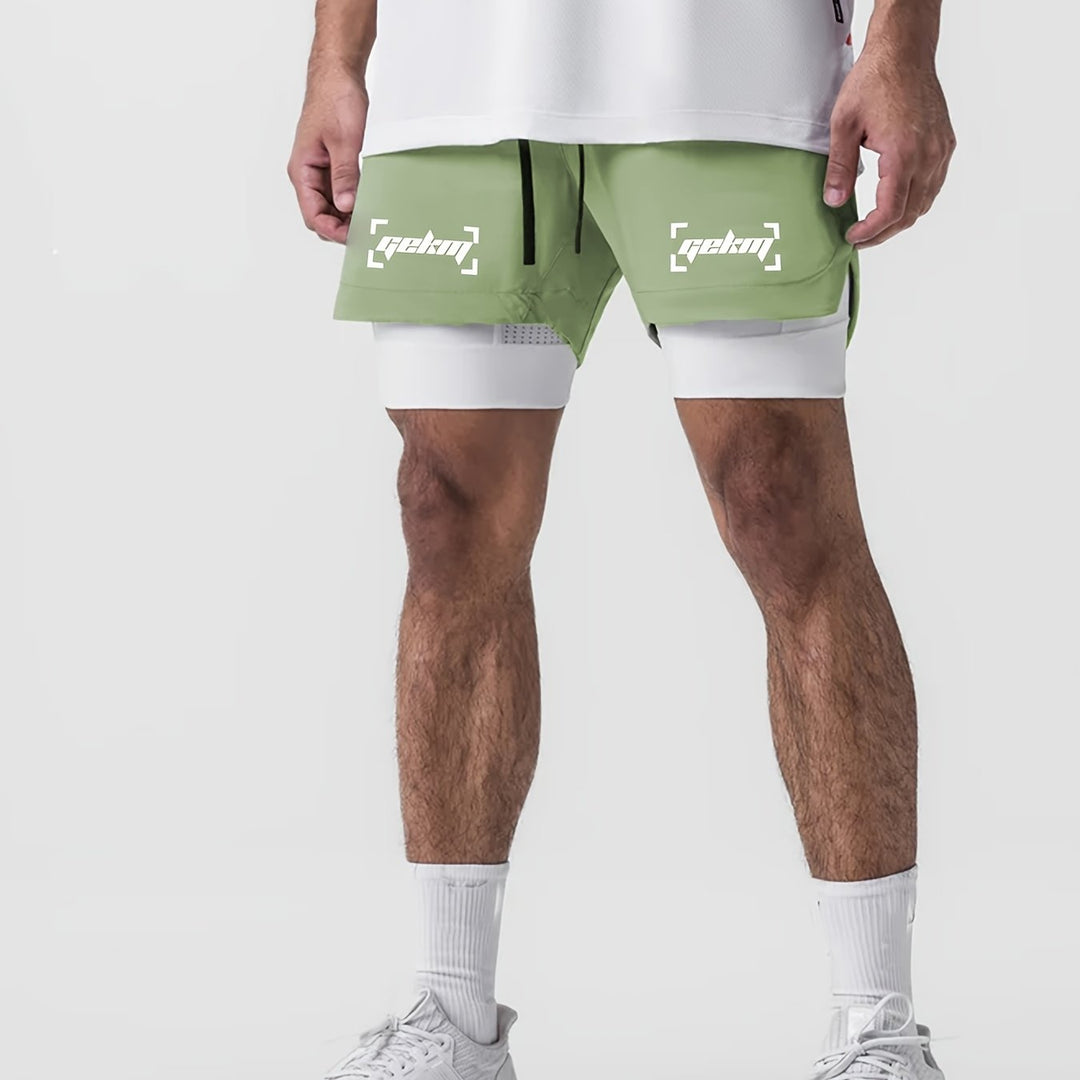 Men's Montarello 2-in-1 Sports Shorts with Compression Liner and Zipper Pocket