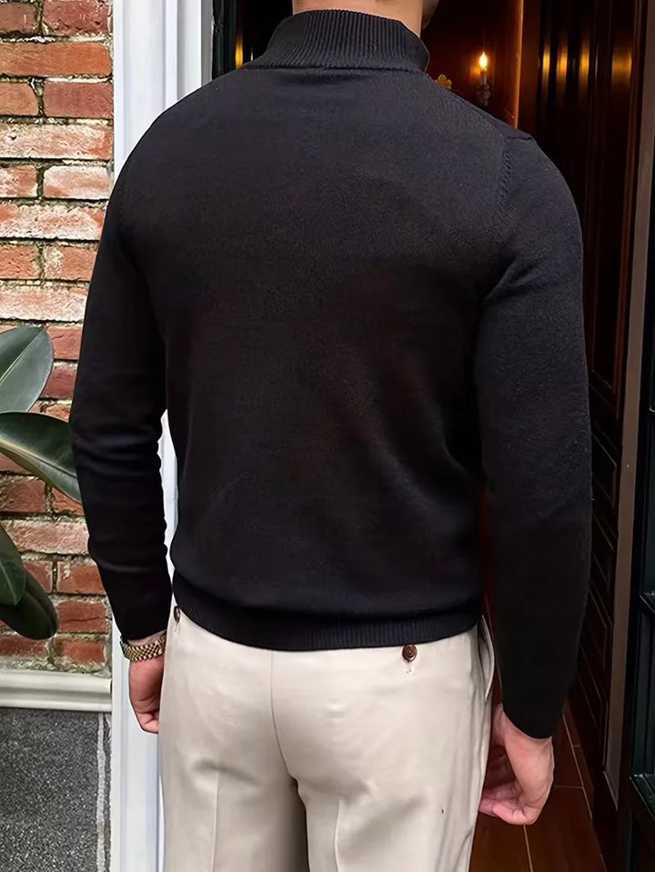 Thomas - Elegant Zip Mock Neck Sweater