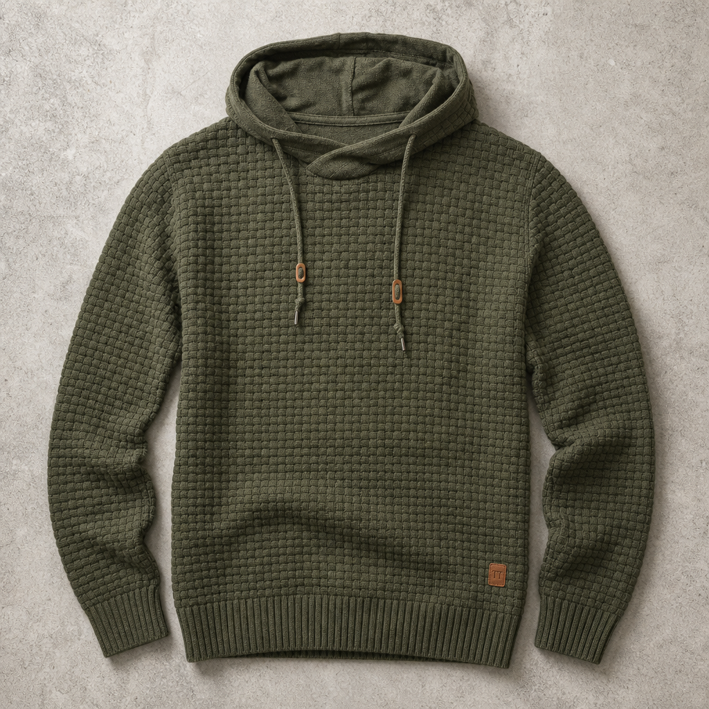 Cortina Waffle-Knit Cowl-Neck Pullover Hoodie