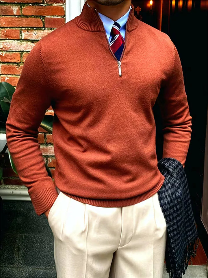 Thomas - Elegant Zip Mock Neck Sweater