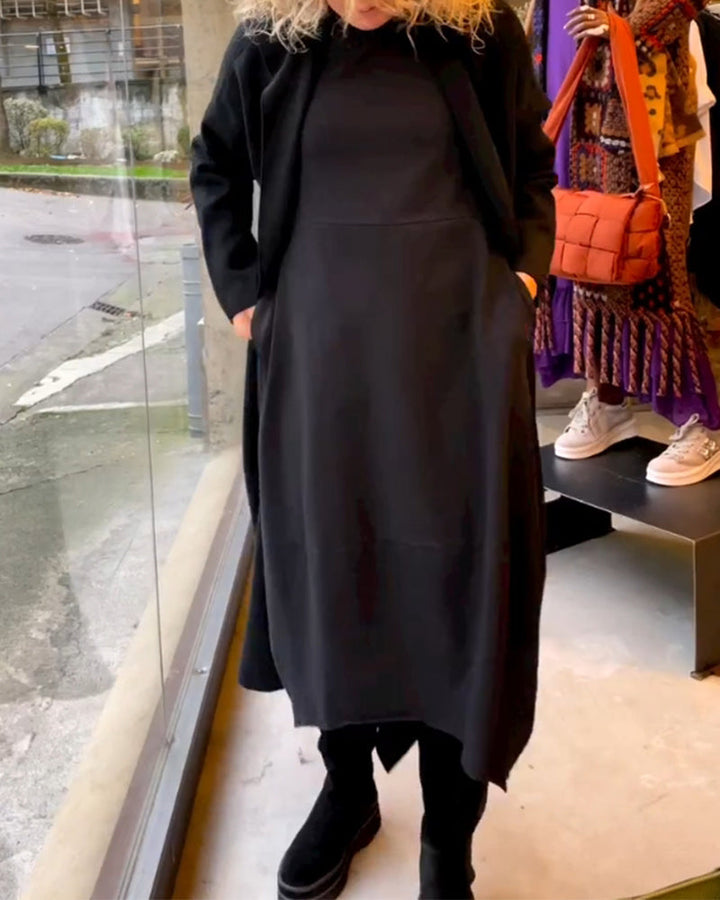 Clara™  |  Black Midi Dress Pockets