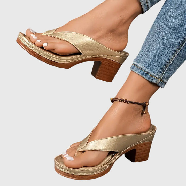Women's Orthopaedic Sandals with Mid Height Heel for Summer