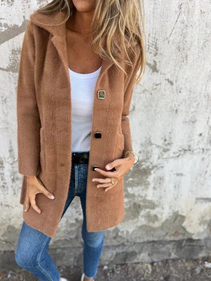 Alice - Casual Thick Coat with Lapels