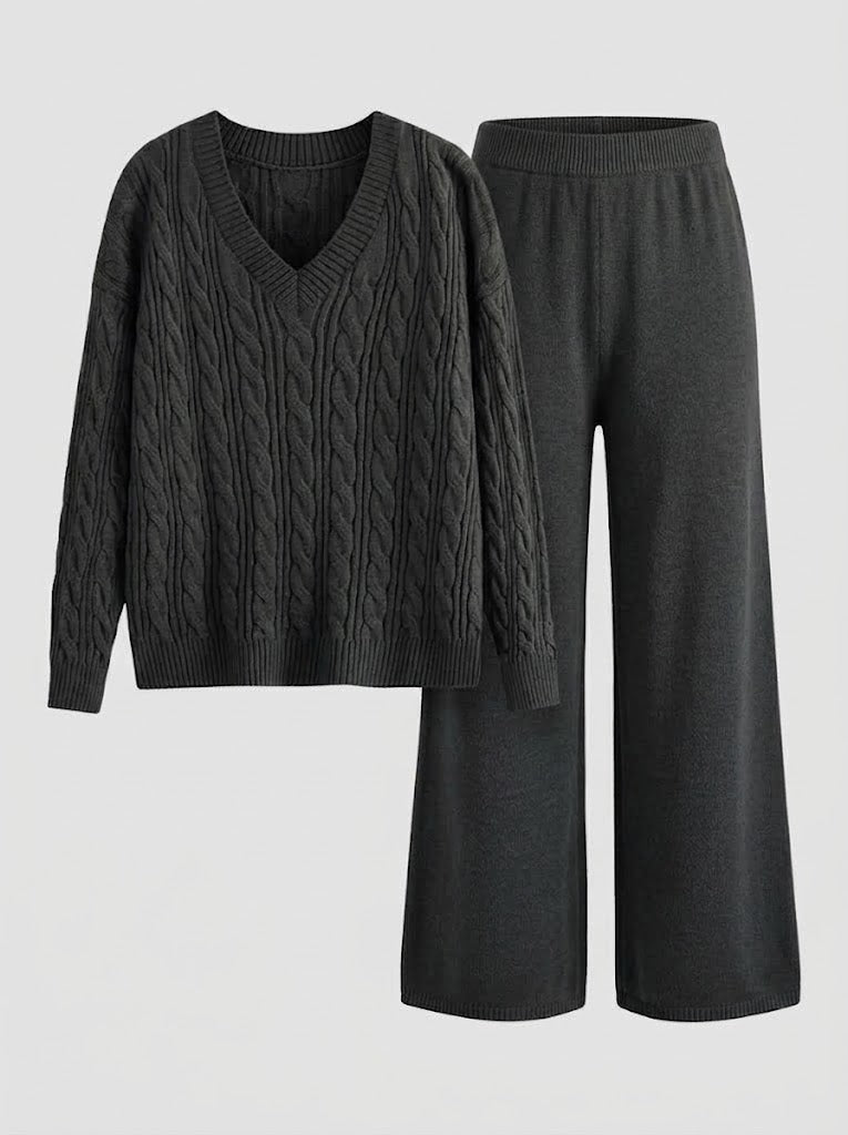 Women's Two-Piece Set, V-Neck and Long Sleeve