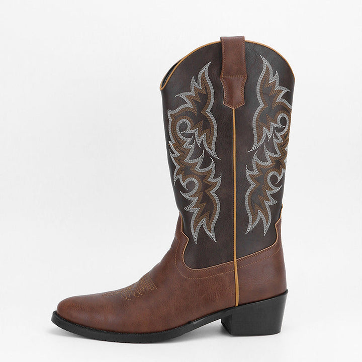 Retro Style Embroidered High Boots for Men - Kervon