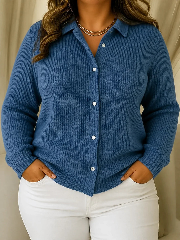 Women's Textured Knit Button Cardigan with Relaxed Fit, view 3 - Elena Harper