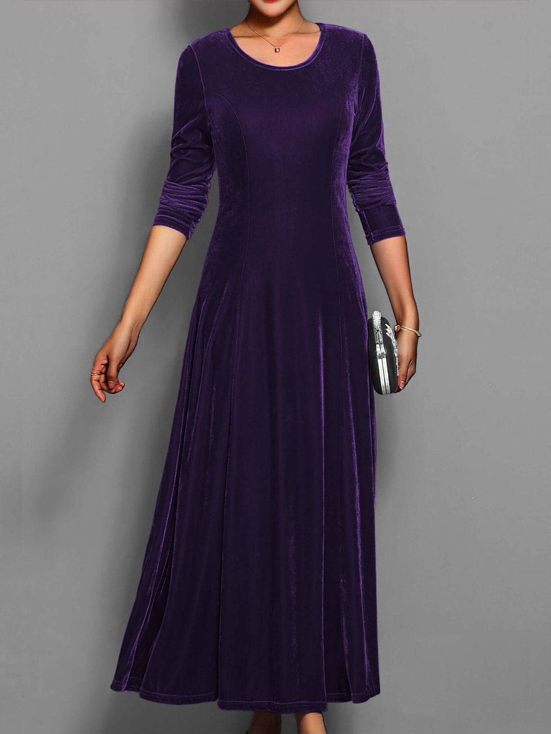 Women's Velvet Midi Dress, view 6 - Elena Harper