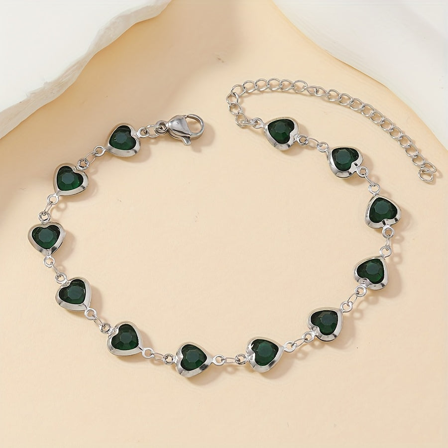 Elegant Stainless Steel Multicolor Heart Link Clutch Bracelet - Elena Harper