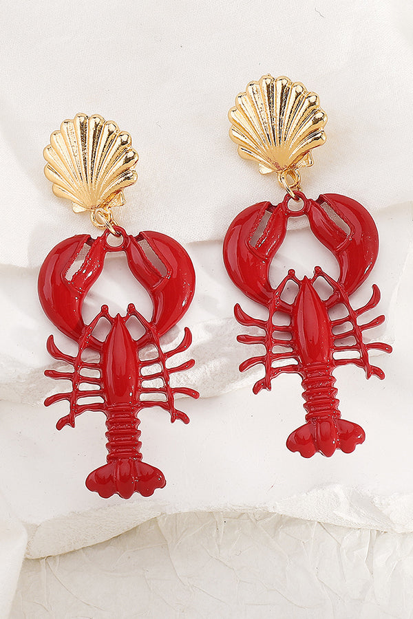 Fashion Lobster Holiday Earrings and Necklace