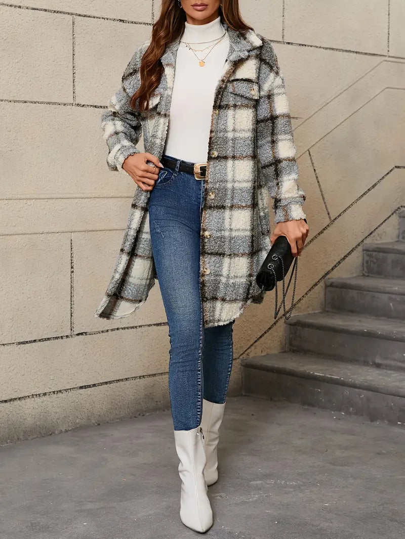 Isabelle™ | Comfortable Checked Teddy Coat