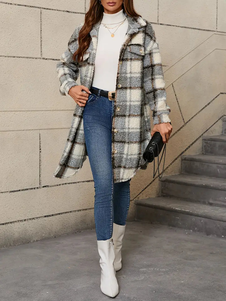 Isabelle™ | Comfortable Checked Teddy Coat
