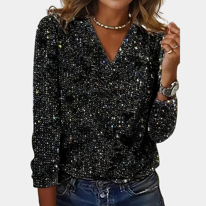 Lydia | Sparkling Sequin Top with Elegant V-Neck