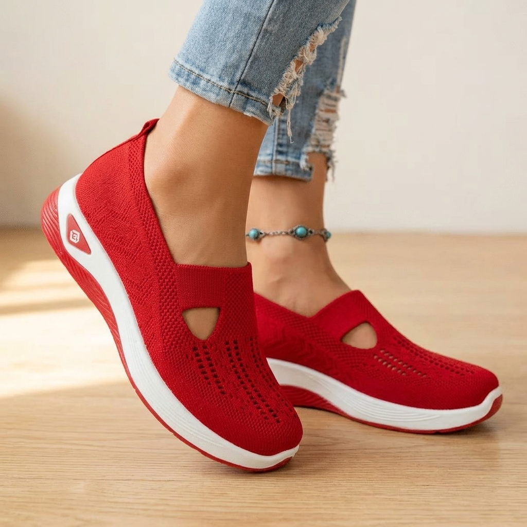 Amelia Breathable Slip-On Sneakers with Cushioned Platform Sole - Elena Harper