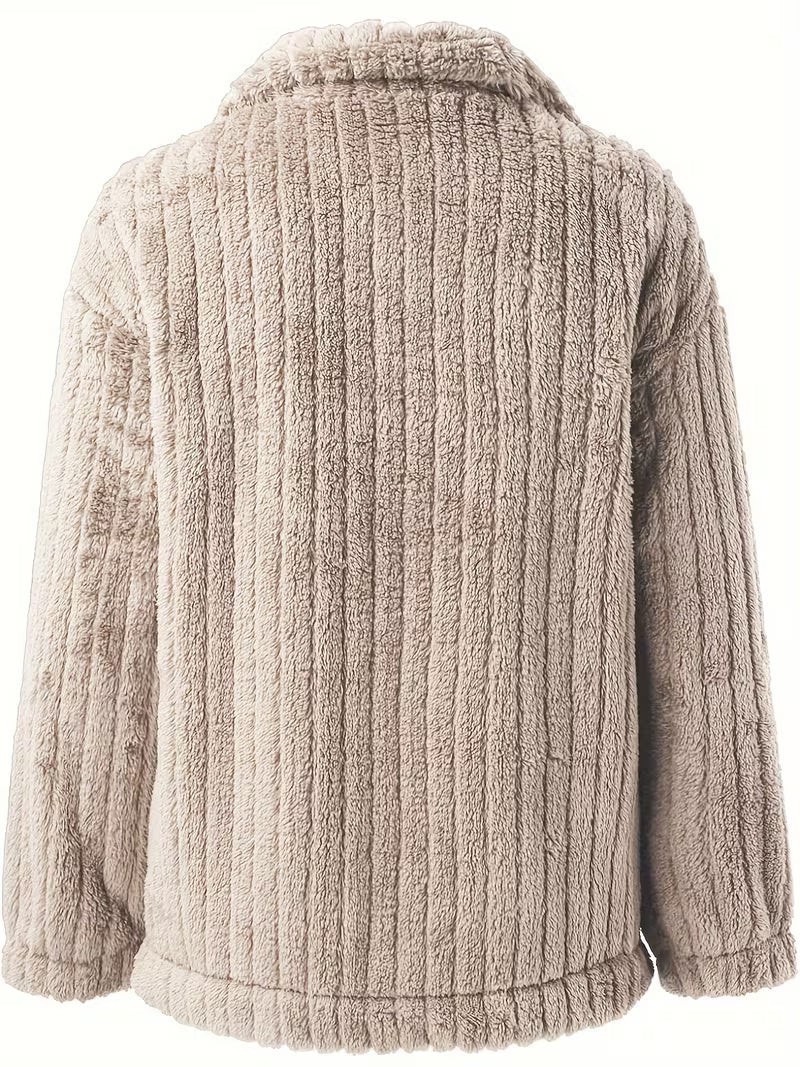 Libila Faux Fur Jacket with Pockets, view 9 - Elena Harper