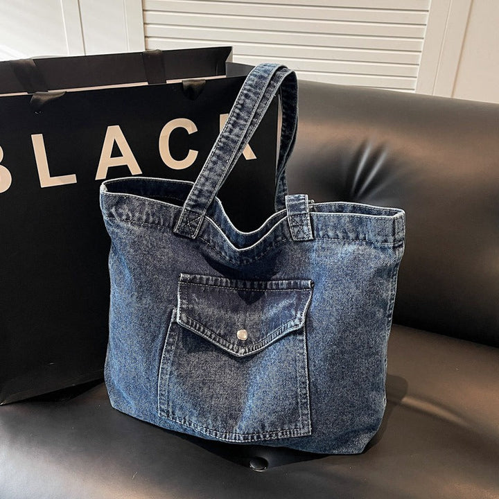 Spacious Casual Denim Tote Bag for Women - Marta