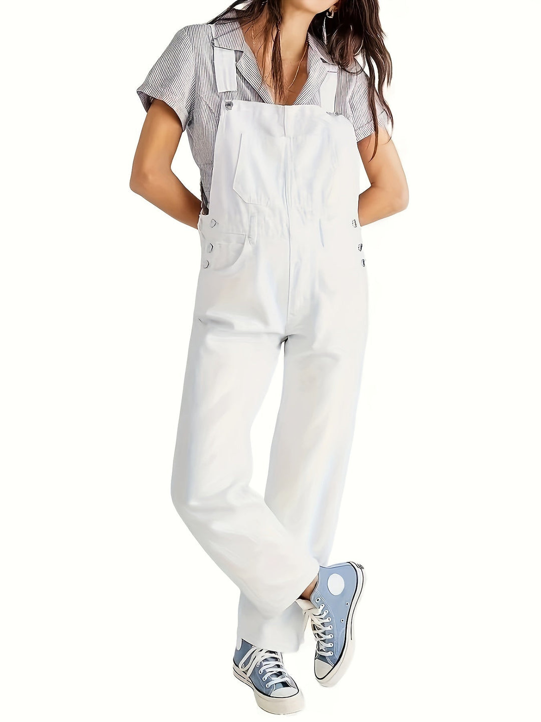 Women's Loose Fit Denim Dungarees Casual & Comfortable Overalls, view 9 - Elena Harper