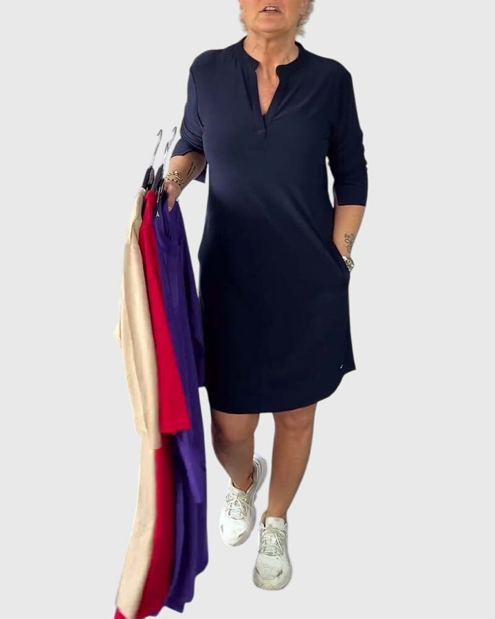 Katherine™  |  Solid V-neck Dress