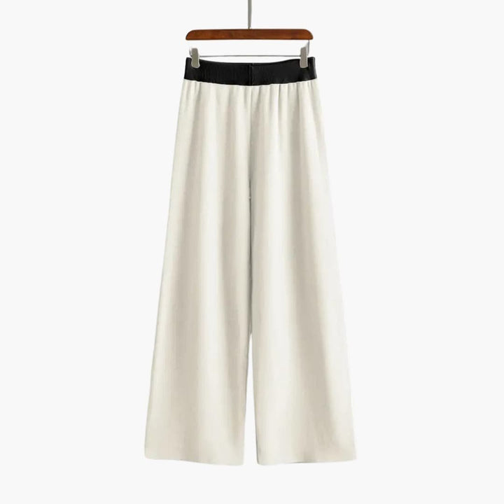 Nora | Modern V-Neck Knit Set with Wide Pants