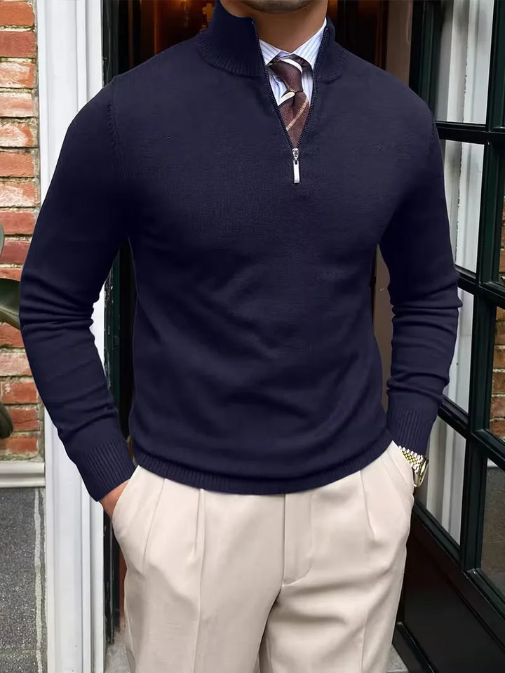 Thomas - Elegant Zip Mock Neck Sweater