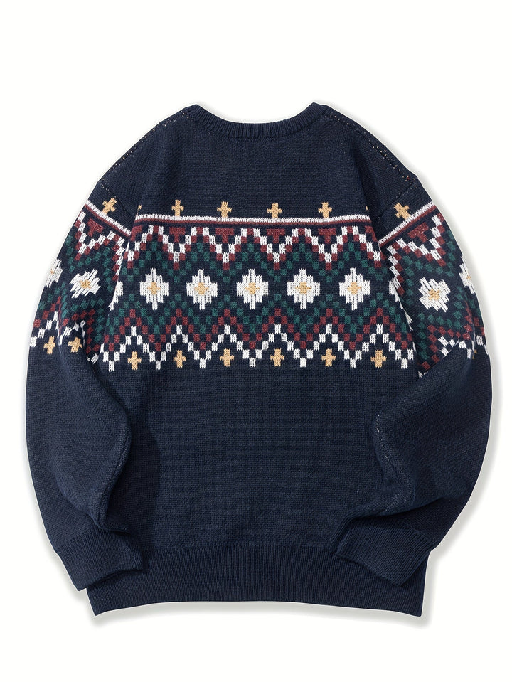 Rhys Heritage Patterned Sweater, view 3 - Elena Harper