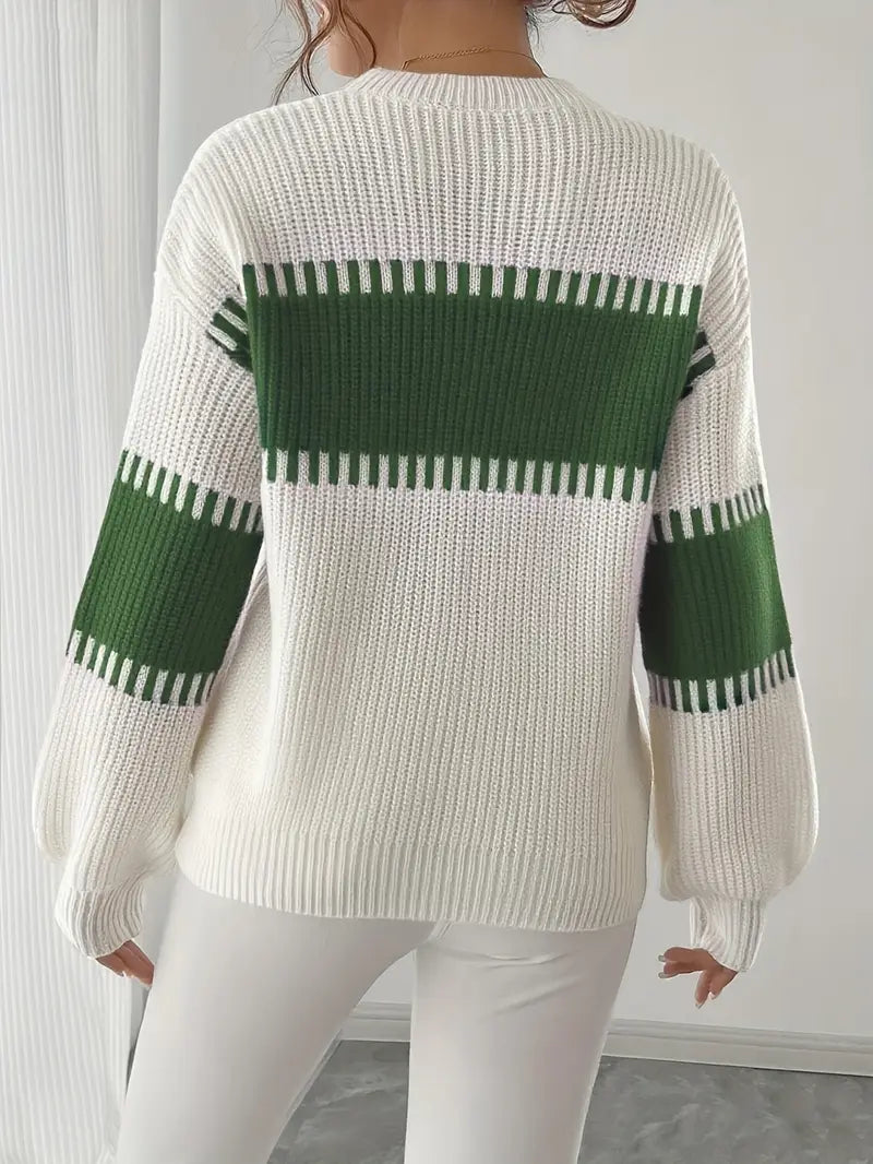 Gyneth Long-Sleeve Sweater with Round Neck, view 8 - Elena Harper