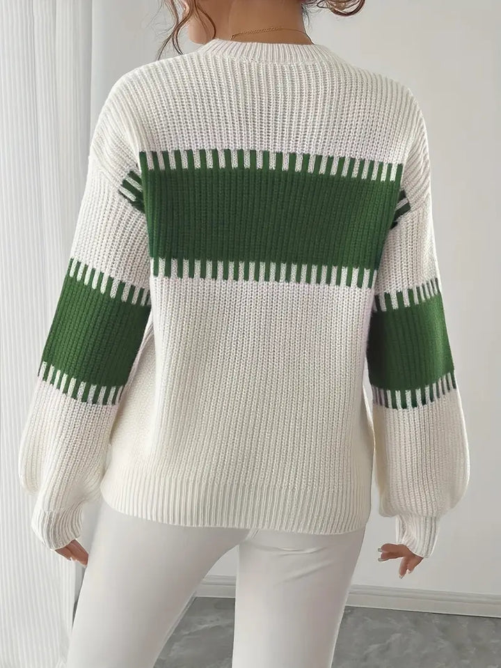 Gyneth Long-Sleeve Sweater with Round Neck, view 8 - Elena Harper