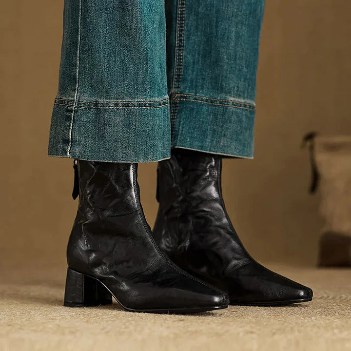Selmia - Casual Ankle Boots With Square Toe