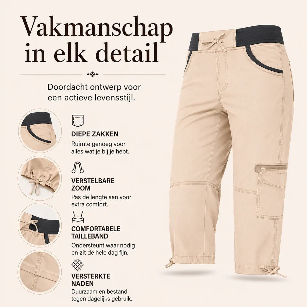 Elise™ | High-Waist Cargo Capri Pants with Pockets