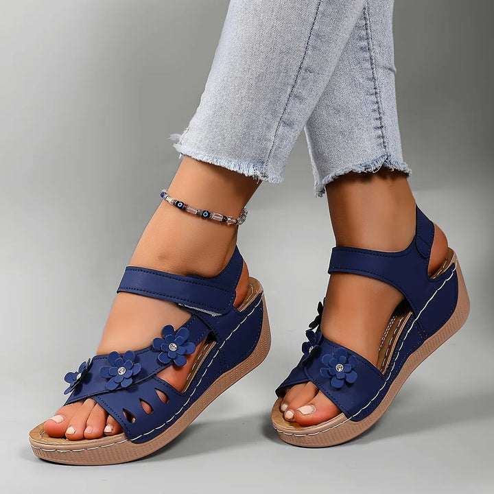 Ambella Comfortable Floral Sandals with Wedge Heel - Elena Harper