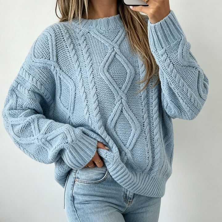 Women's Round Neck Loose Fit Sweater - Soft and Casual