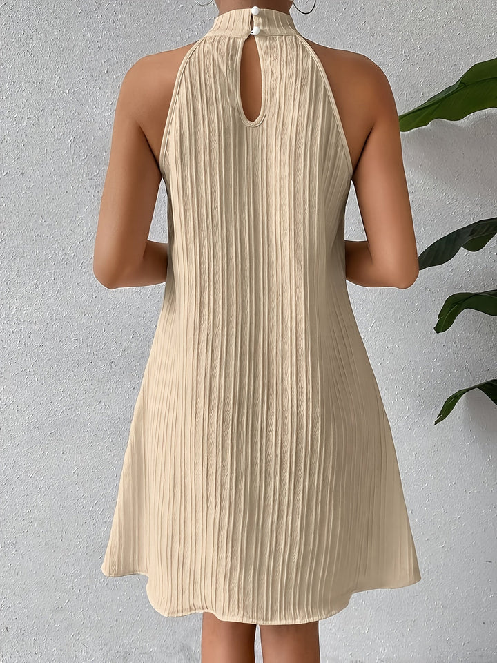 Talia Textured Halter Mini Dress, view 8 - Elena Harper