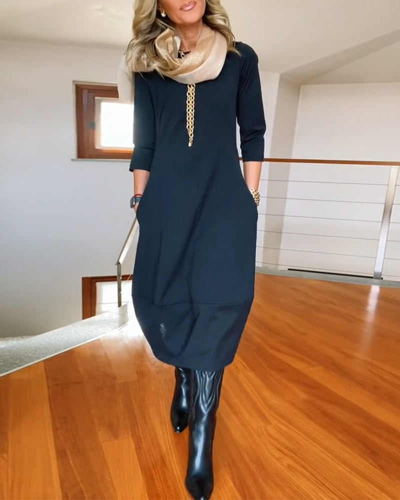 Elegant Vintage Maxi Dress for Women with Pockets