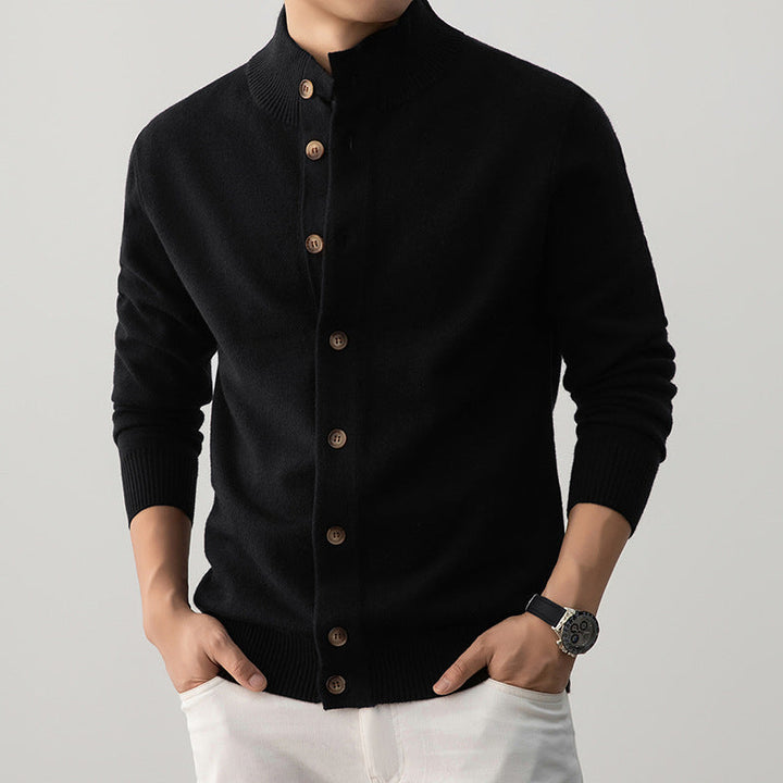 Thick High-Neck Cardigan for Men Silah, view 5 - Elena Harper