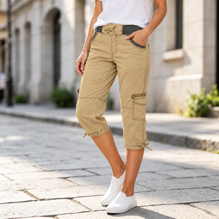 Elise™ | High-Waist Cargo Capri Pants with Pockets