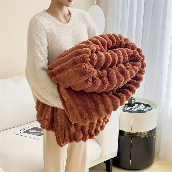 Faux Rabbit Fur Blanket Super Soft and Warm Suitable for Home or On-the-Go, view 3 - Elena Harper