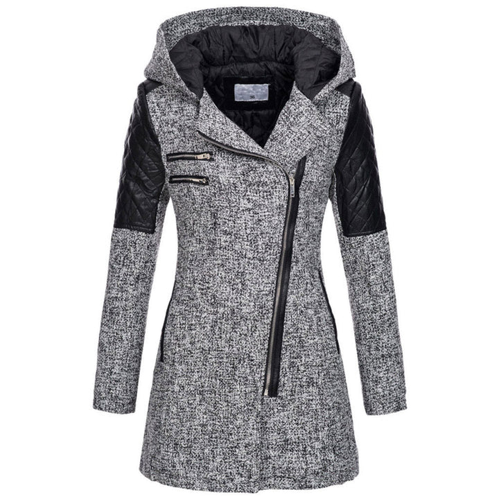 ASYMMETRICAL HOODIE COAT WITH ZIPPER FOR WOMEN