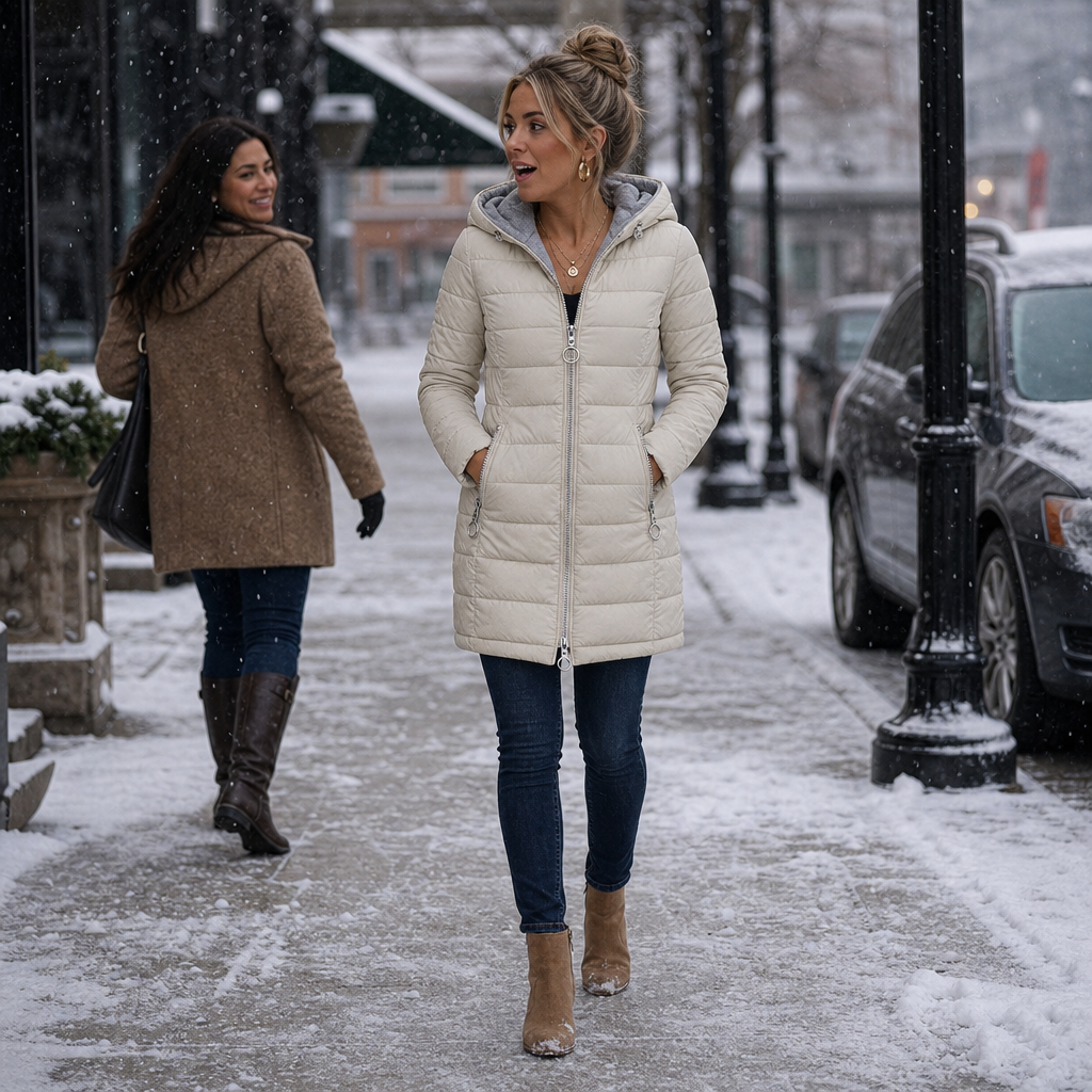 Fiona | Long Puffer Jacket with Hood and Cozy Plush Lining