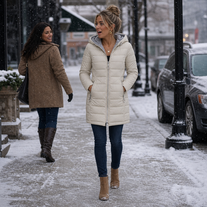 Fiona | Long Puffer Jacket with Hood and Cozy Plush Lining