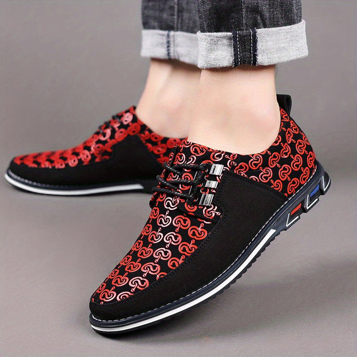 Men's Patterned Low-Top Sneakers with Cushioned Sole