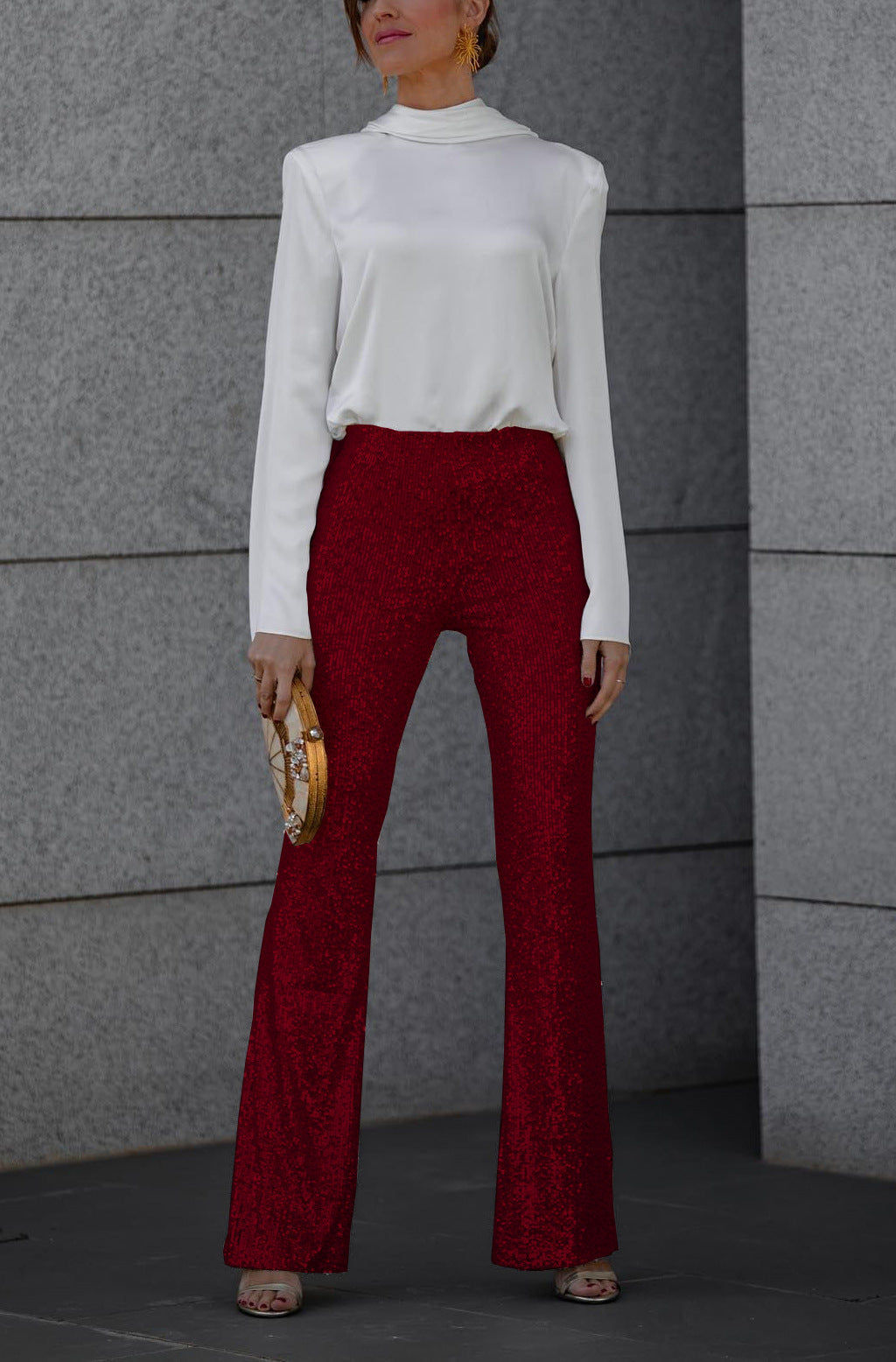 Marta Women's Sequin Flared Trousers, view 3 - Elena Harper