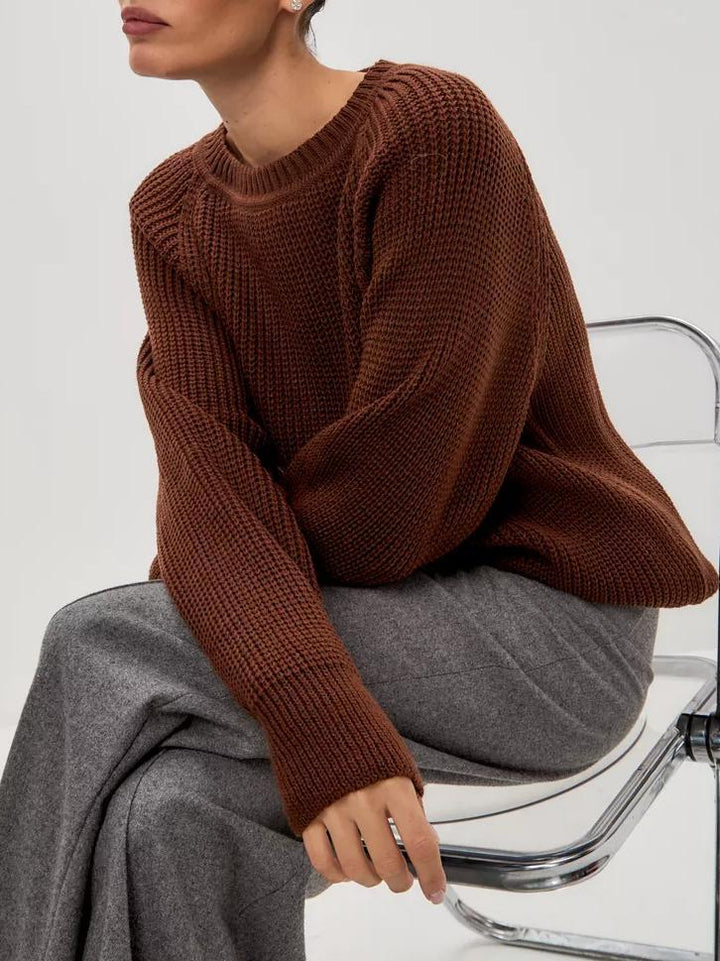 Women's Solid Knit Sweater - Comfortable and Warm Fit