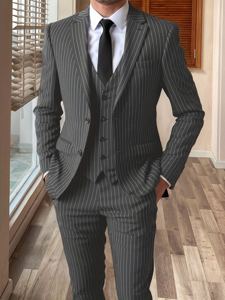 Sullivan Pinstripe Three-Piece Suit, view 6 - Elena Harper