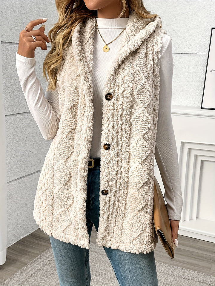 Coralie Textured Hooded Gilet, view 4 - Elena Harper