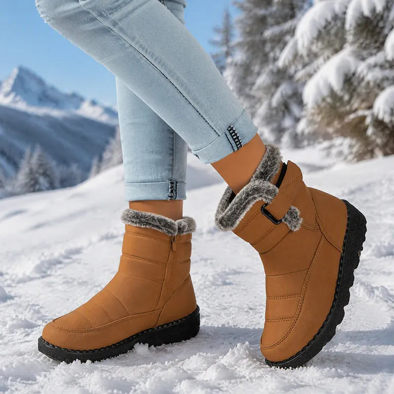 Adina Plush Trim Winter Ankle Boots - Elena Harper