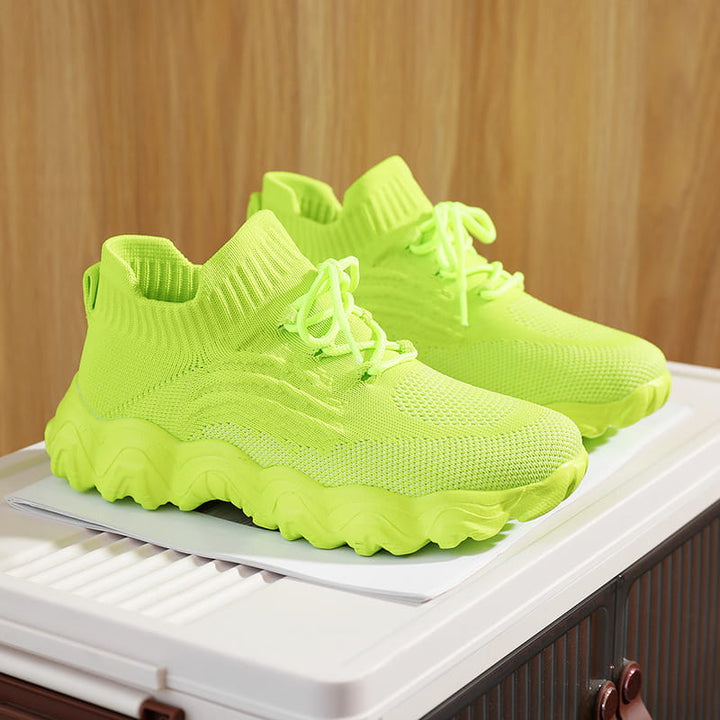Hasmie Breathable Knit Sneakers with Lacing, view 5 - Elena Harper